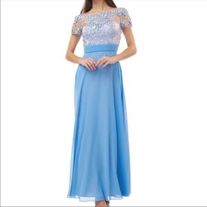 JS COLLECTION Womens Embroidered Floral Sleeveless Round Neck Full-Length Evening Sheath Dress